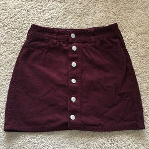 Corduroy button up skirt